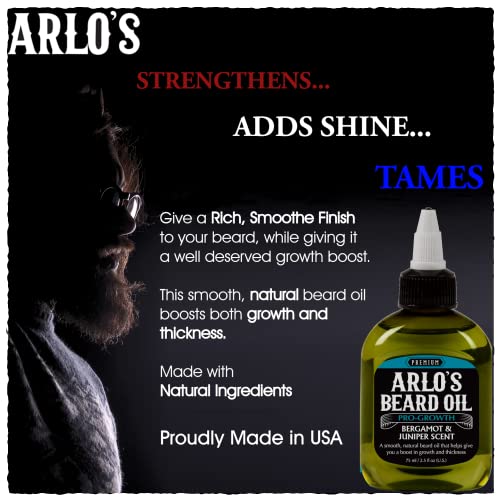 Arlo's Pro Growth Beard Oil - Bergamot Juniper 2.5 oz. - Promotes Beard Hair Growth