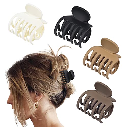 Double Row Claw Clips for Thin Hair, 4-Pack 1.6" Small