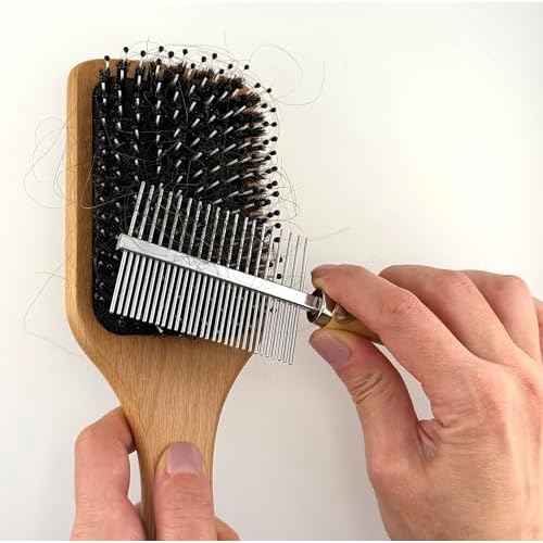 XCEL Premium Dual-Sided Brush Cleaning Tool ? Eco-Friendly Bamboo Handle ? Easily Removes Hair & Product Buildup from Boar Bristle, Paddle, Detangling & Styling Brushes