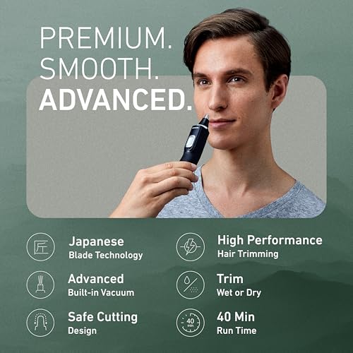 Panasonic ER-GN70-K Nose & Ear Hair Trimmer with Vacuum, Wet & Dry Use, 1 Pack