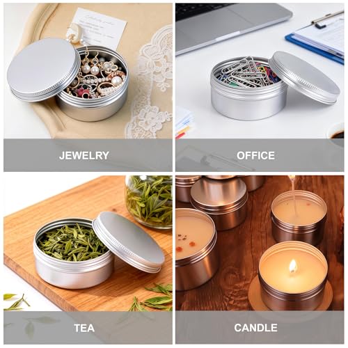 20PCS 5ML 0.17oz Small Ounce Empty Metal Steel Aluminum Jar Tins Cans Slip Slide Bottle Cosmetic Containers Box With Twist Cover For Sample Storage Salves Eye Shadow Make up Lip Balm