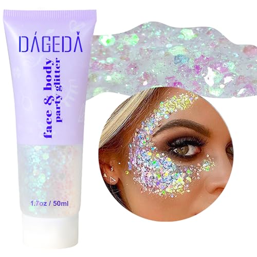 White Holographic Glitter Gel – 50ml Body & Face Sparkle