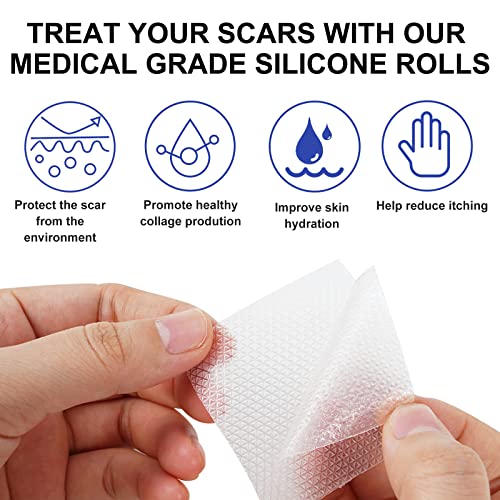 New Transparent Silicone Scar Sheets(1.6¡± x 120¡±Inch - 3M),Away Scar Tape,Scar Strips, Reusable, Professional Scar Removal Sheets for C-Section, Surgery, Burn, Keloid, Acne et, Scar Patch.