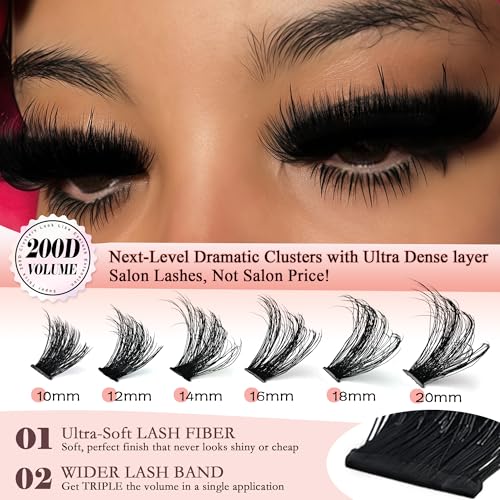 Lash Clusters 10-20mm 200D Volume Eyelash Extensions 224 Pcs