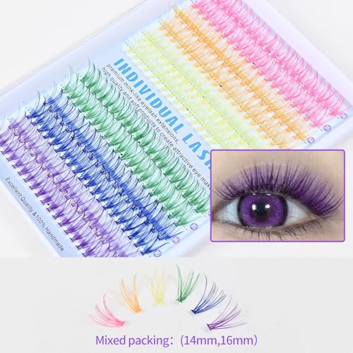 D Curl Colored Lash Clusters 20P 240 Pcs Faux Mink 14-16mm