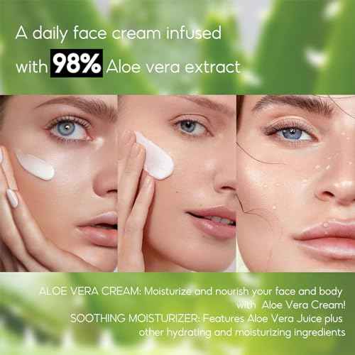 Aloe Vera Moisturizer Facial Cream,Facial Cream With 98% Organic Aloe Vera,Anti Wrinkle Face Moisturize Cream,For Dry Skin,Acne Scars,Soft,Moisturizing,And Delicate Skin