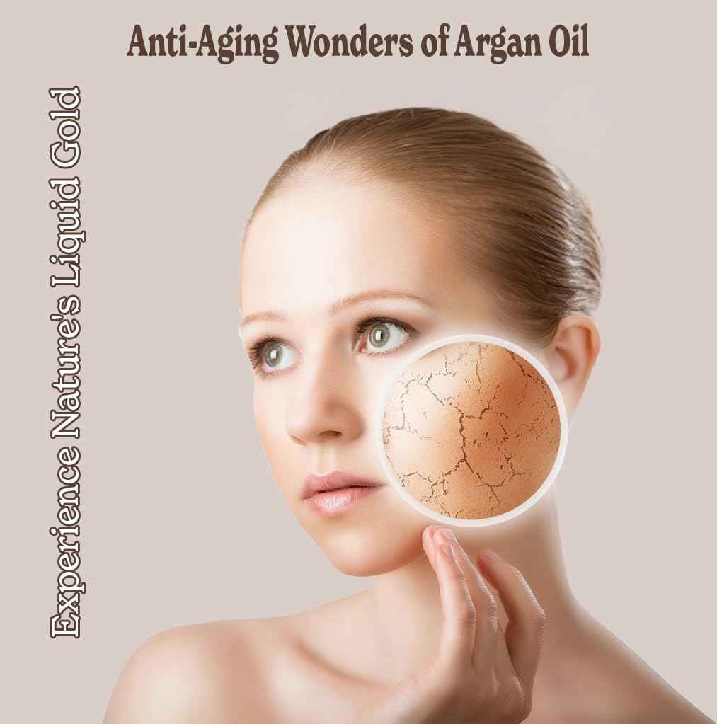 Natural Born Oils Moroccan Argan Oil, 16oz, Organic, Cold-Pressed, Vitamin E & Antioxidants, Deep Skin Hydration, Hair Strengthener