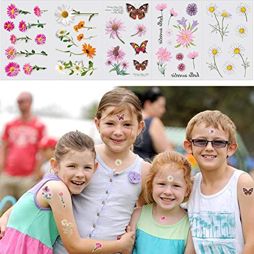 Konsait 25 Sheet Flower Temporary Tattoos - Waterproof Body Art Stickers