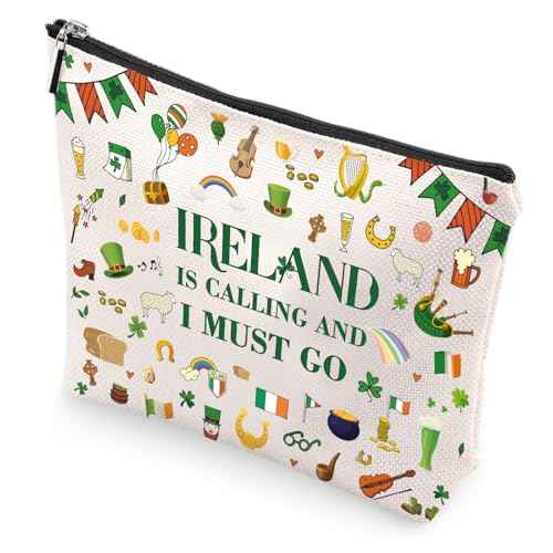 Ireland Gifts Makeup Bag - Irish Travel Essentials for Women Girls Friends Personalized Cosmetic Bags Trip Must Have Waterproof Traveling Toiletry Pouch Gift for Birthday Party Vacation