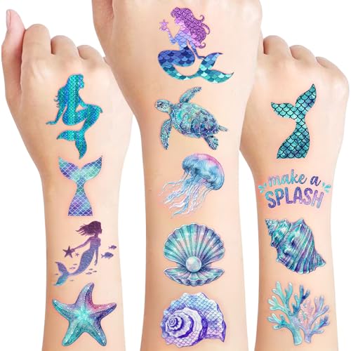 96 Mermaid Temporary Tattoos - Party Favors & Stickers