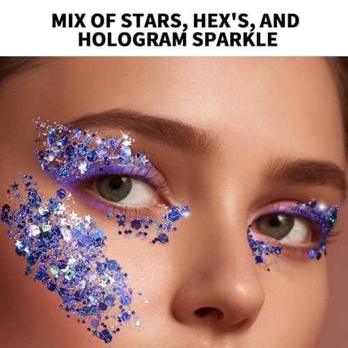 Teenitor Face Glitter Makeup Glitter, 12 Colors Face and Body Glitter Gel for Festival Makeup, Gel Hair Glitter for Face, Body, Hair, Total 120g/4.23oz