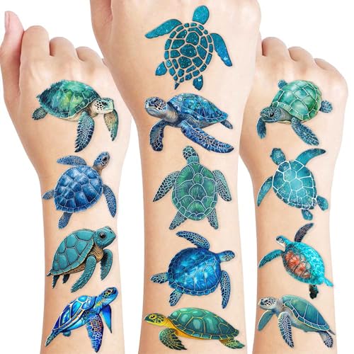 Ocean Turtle Temporary Tattoos 96PCS - 8 Sheets Party Favors