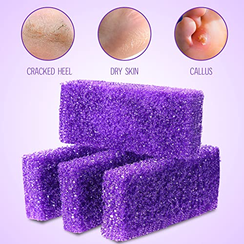 Batiyeer 300 Pcs Pumice Stone Bulk for Feet Scrubber Dead Skin Disposable Foot Pumice Foot Shower Scrubber for Heel Cuticle Callus Remover Bath Spa(Purple)