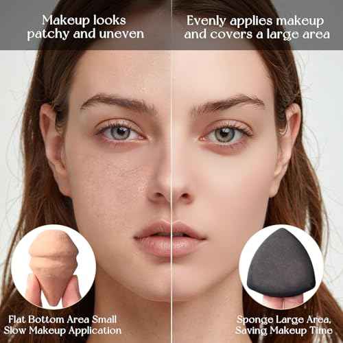 Makeup Sponge Set For Foundation Concealer, Triangle Powder Puff Soft Sponges Blender, Latex Free Blender Sponge For Liquid, Cream, and Powder Seamless & Flawless Makeup (Black)