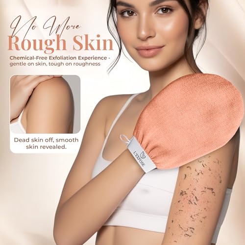 L'Exfose Korean Exfoliating Gloves 2-Pack - Natural Viscose