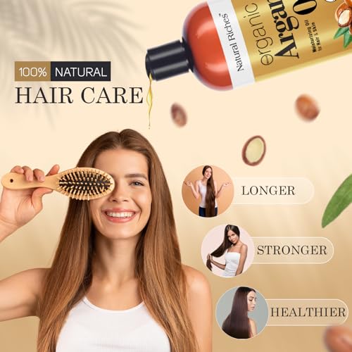 Natural Riches Organic Argan Oil 16oz - Cold Pressed Moroccan Hair & Skin