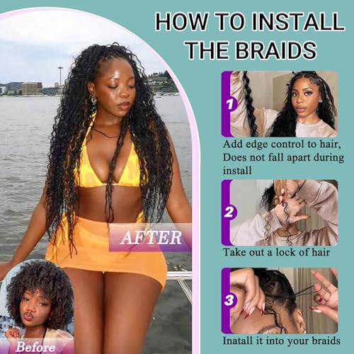 26 Inch Virgin Human Braiding Hair for Boho Braids - 120g Deep Wave Bulk