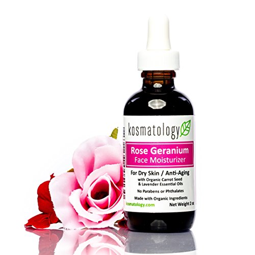 kosmatology Rose Geranium Organic Facial Moisturizer | Anti-Aging Hydration for Dry & Sensitive Skin | Vegan & Cruelty-Free | 2 fl oz