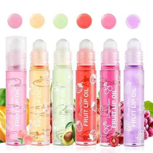 6 Hydrating Roll-On Lip Gloss Set - Moisturizing Lip Oil
