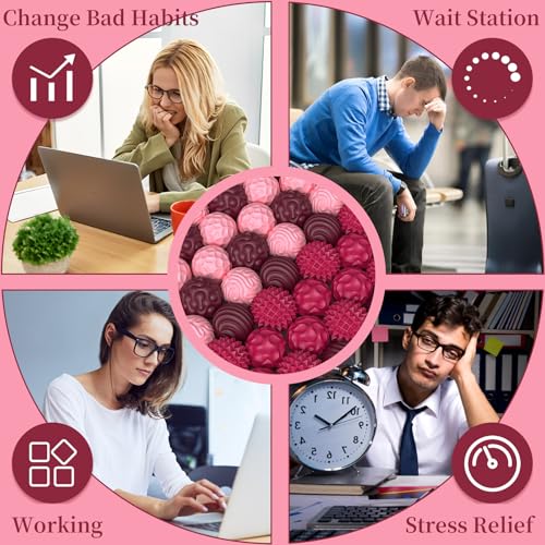 PARTY TONIGHT Red Silicone Magnetic Fidget Balls Set - 6PCS Stress & Anxiety Relief Toys for Adults & Teens