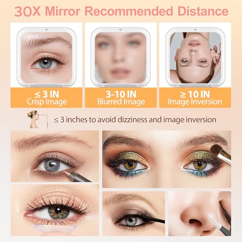 30X Magnifying Compact Mirror with Tweezers for Travel & Makeup