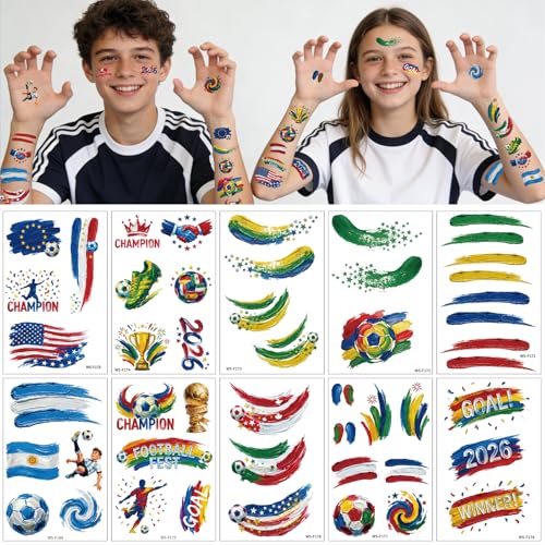 45 Pcs Soccer Temporary Tattoos for Kids & Adults