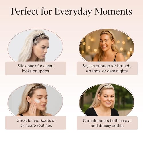 Kitsch Zig Zag Comb Headbands for Women - 2 Pack Black & Tortoise