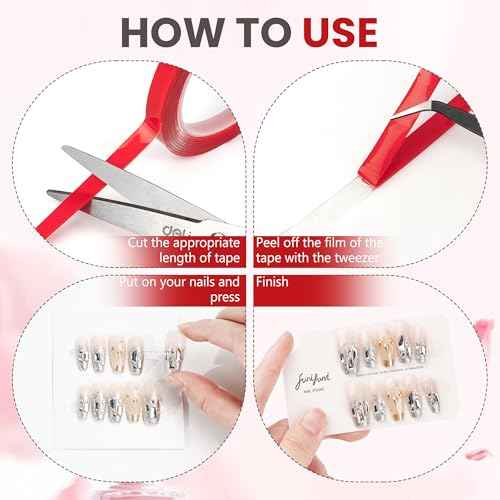 6 Rolls Double Sided Tape Nail Tape for Press On Nails Adhesive Strong Sticky Nail Double Tape for Nail Packaging Removable TClear Mounting Tape for Nail Salon Press On Nail Supplies with Tweezer