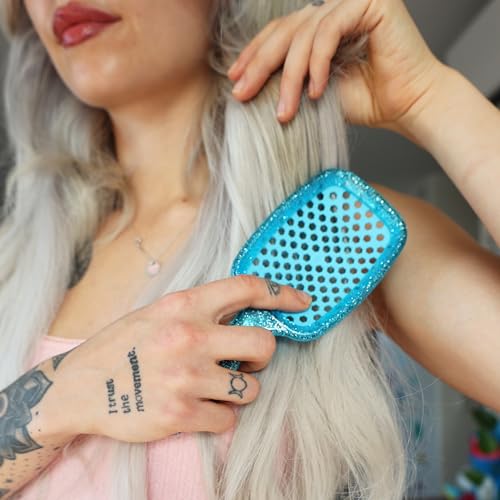 FHI Heat UNbrush Detangling Brush for Pain-Free Brushing on All Wet or Dry Hair Types — Durable DuoFlex Anti-Static Bristles, Lightweight Handle, Vented Hair Brush, Sapphire Blue