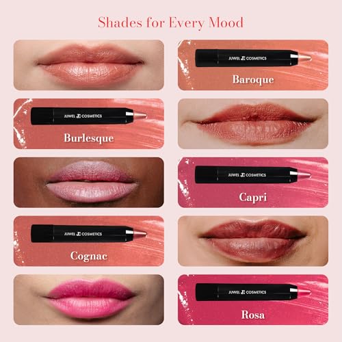 Juwel Cosmetics Retractable Lip Crayon, High Shine Lipstick Cognac