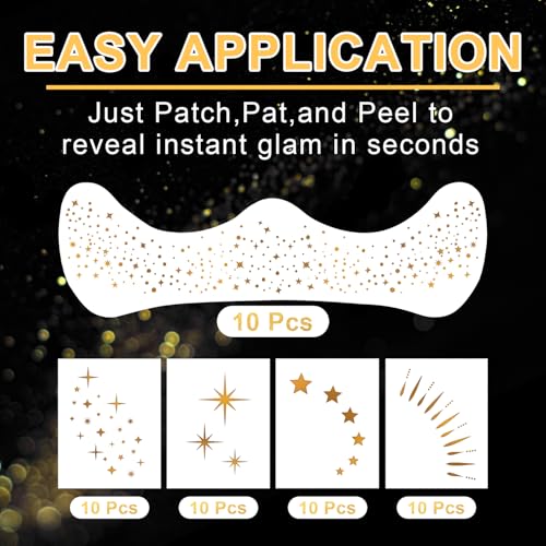 20 Pcs Gold Glitter Freckles Face Tattoo Waterproof Makeup
