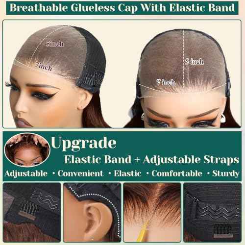 Brown Glueless Wigs Human Hair Pre Plucked Pre Cut 7x5 Chocolate Brown Body Wave HD Lace Front Wig Wear and Go Bleached Knots #4 Dark Brown Closure Wigs 200 Density for Women 26 Inch