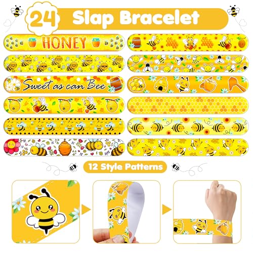 Bee Party Favors Set - 48 Tattoos & 24 Slap Bracelets