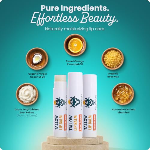 Grass-Fed Beef Tallow Lip Balm 3pk – Sweet Orange