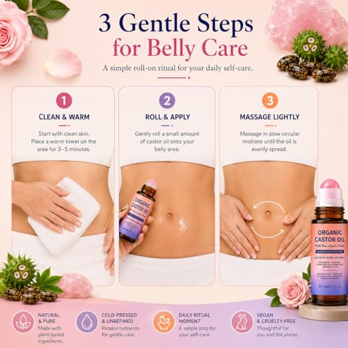 Organic Castor Oil with Rose Quartz Roller Ball