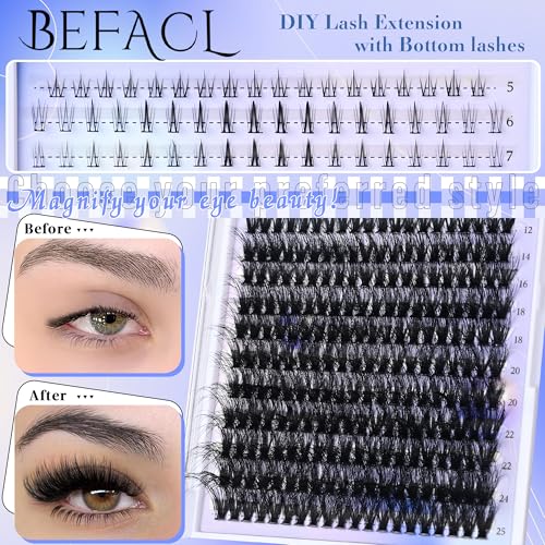 Fluffy D Curl Lash Clusters & Bottom Lashes 294pcs Mix