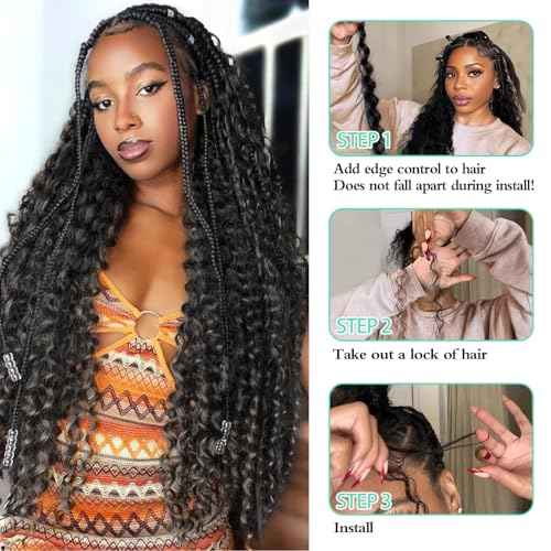 18 Inch Human Boho Braiding Hair, Deep Wave Bulk Hair Extension 100g Knotless No Weft 100% Virgin Hair 3 Bundles/Pack, Natural Black