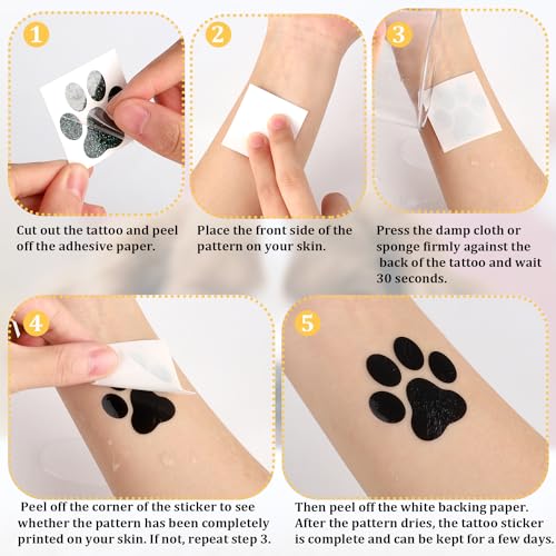 Dog Paw Glitter Temporary Tattoos 30 Sheets 240pcs