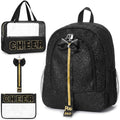 Hosuly 4-Piece Glitter Cheer Backpack Set with Travel & Makeup Bags, Black