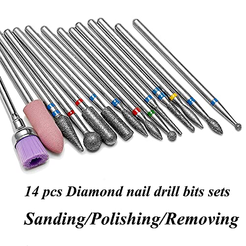 14-Piece Nail Drill Bits Set for Acrylic & Gel Nails