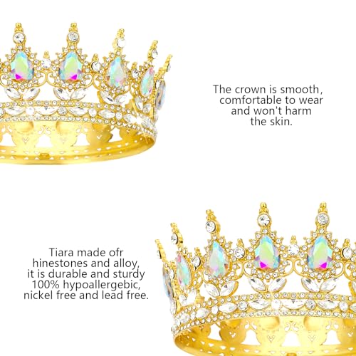 YOUlDIANZI Gold Crown-A+B Queen Rhinestone Tiara for Women Bridal & Costume Party