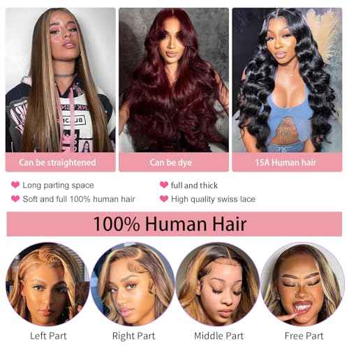 Glueless Honey Blonde Wig Human Hair 28 Inch 13X6 HD Ombre Lace Front Wig Human Hair Highlight Lace Front Wig Human Hair Pre Plucked Pre Cut Wear And Go Wigs Not Fall Out No Knots