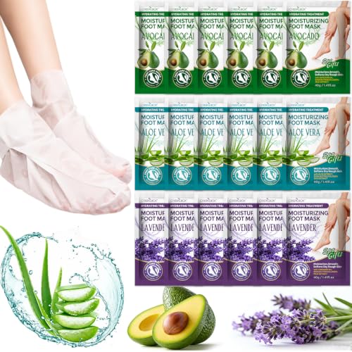 18-Pack Moisturizing Foot Mask for Dry Cracked Feet - Hydrating Sock Masks