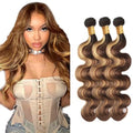 Freiuoke 300g Honey Blonde Body Wave Human Hair Bundles - 24-28 Inch