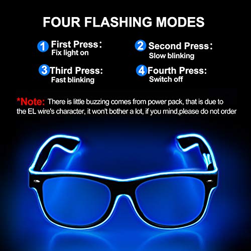 LED Glow Neon Rave Glasses - Light Up Party Eyewear