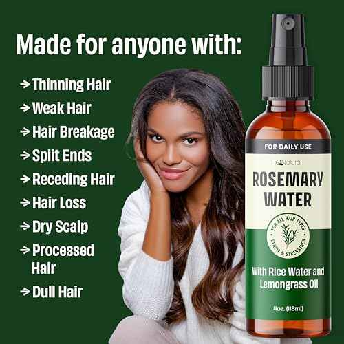 IQNATURAL Rosemary Water Spray for Hair Growth - Made in the USA - Rosemary Spray for Hair, Root Enhancer - Strengthen, Moisturize, Thicken, Repair - Rose Mary Water - 4oz