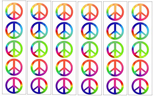 Rainbow Peace Symbol Temporary Tattoos - 30 Pack