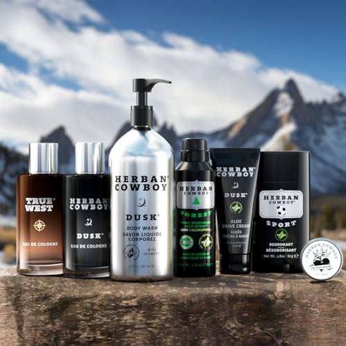 Herban Cowboy Body Wash, Rich Cologne Scent, Enhanced with Plant-Powered Ingredients, Vegan Body Wash (Dusk, 64 Ounce Full Refill Pouch)