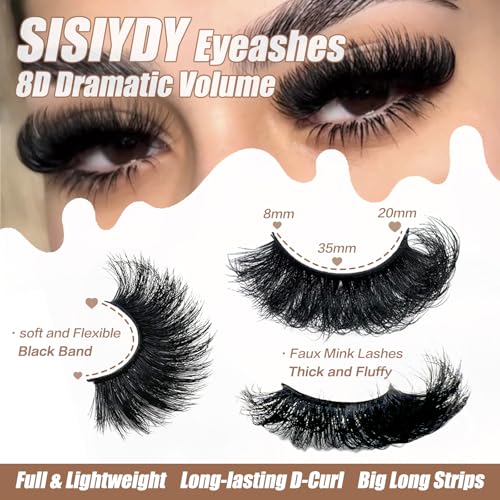 Fluffy Faux Mink Lashes 20-25mm Dramatic Volume 10 Pairs
