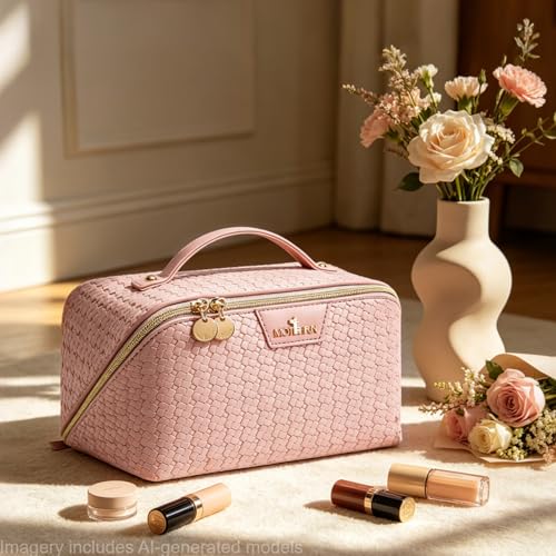 Vegan Leather Makeup Bag Set 3-Piece Travel Organizer